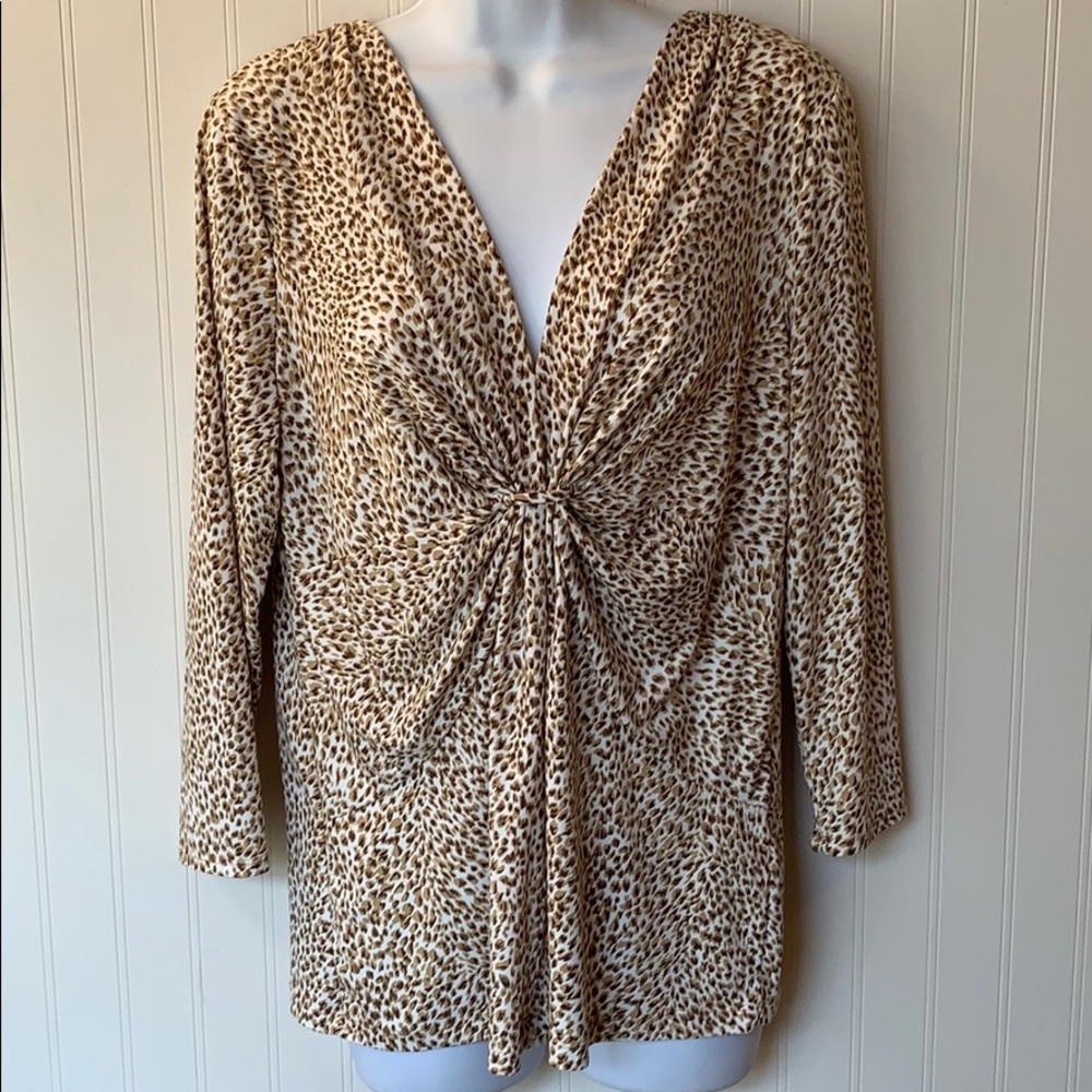 Chaus Animal Print Stretchy Blouse Size Large